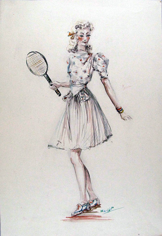 Vintage Fashion Model Drawing Image