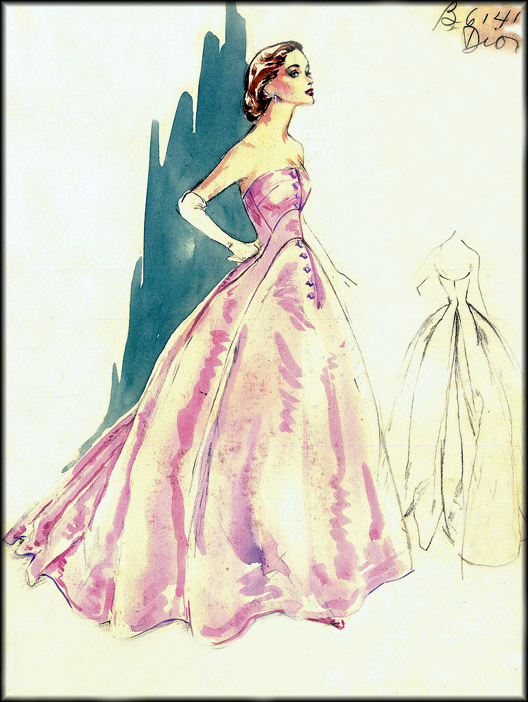 Vintage Fashion Model Drawing Realistic