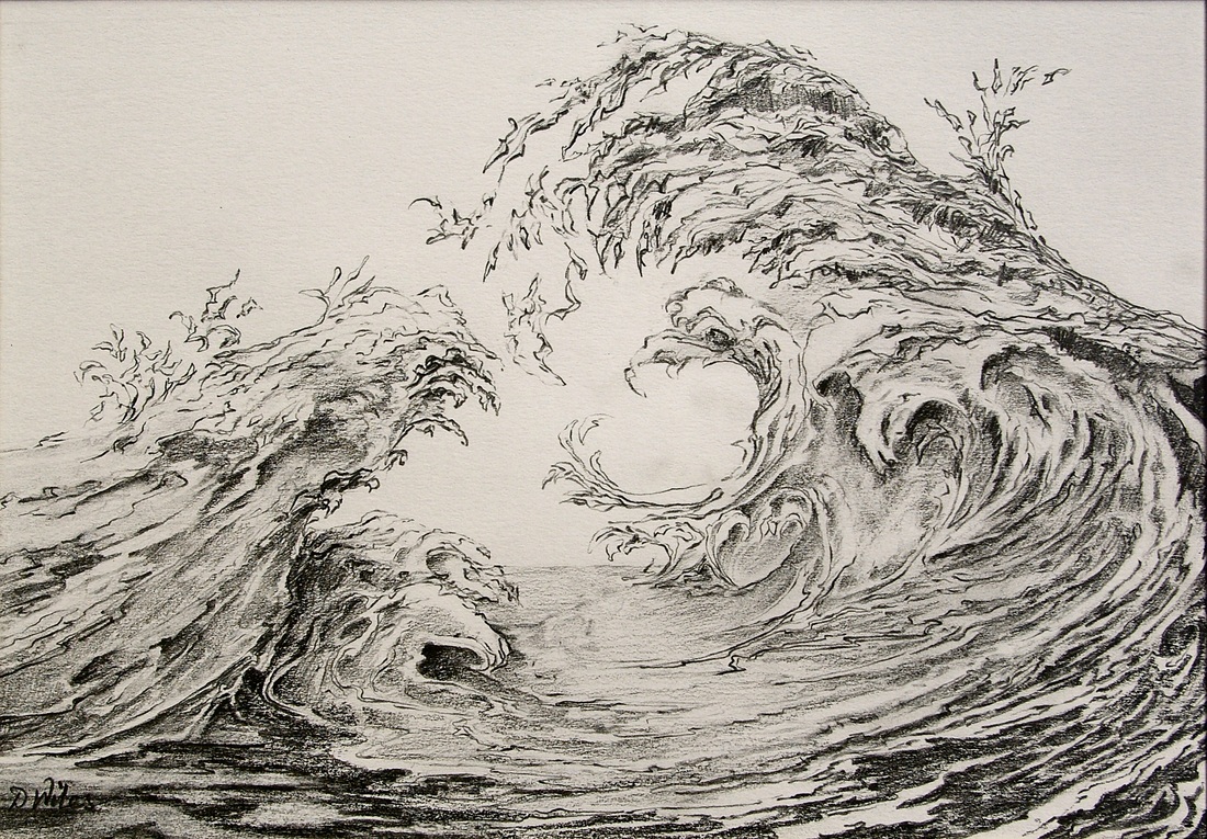 ocean waves pencil drawing