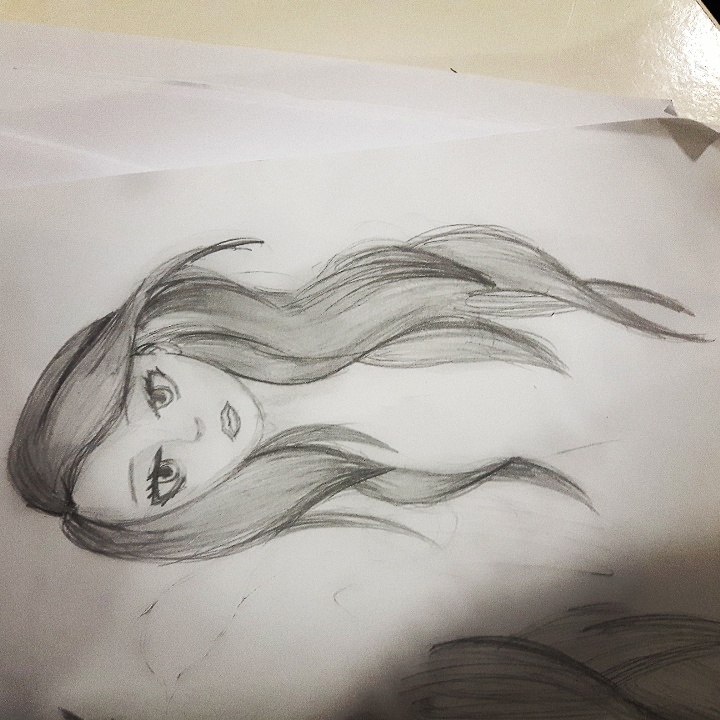 Wavy Hair Art Drawing