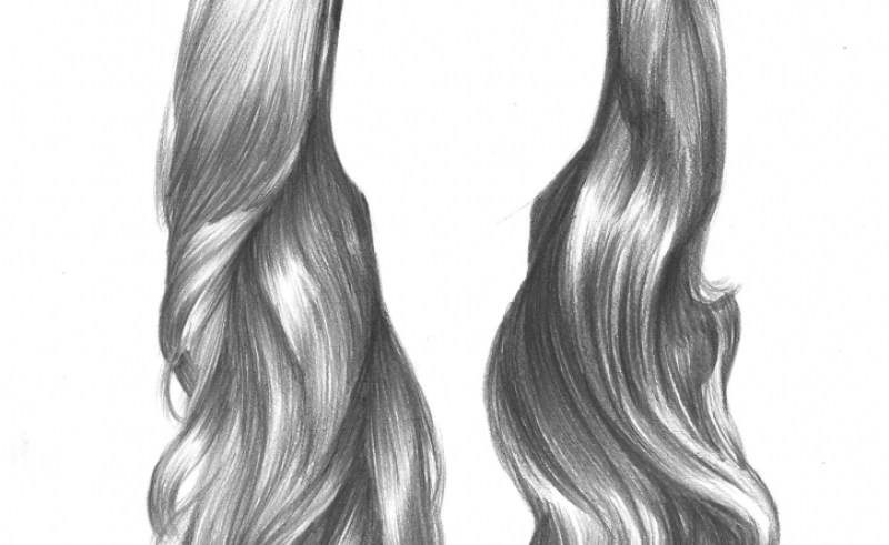 Wavy Hair Drawing Beautiful Image