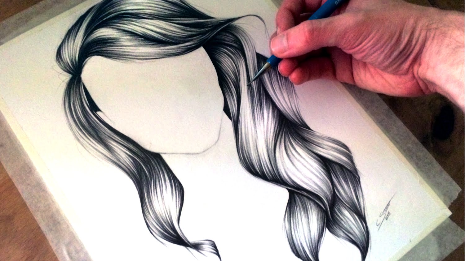 Wavy Hair Drawing Realistic