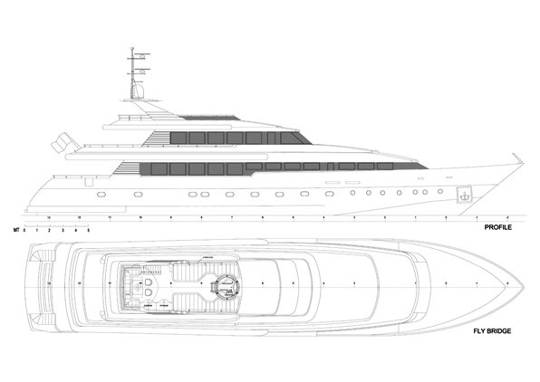 Yacht Realistic Drawing