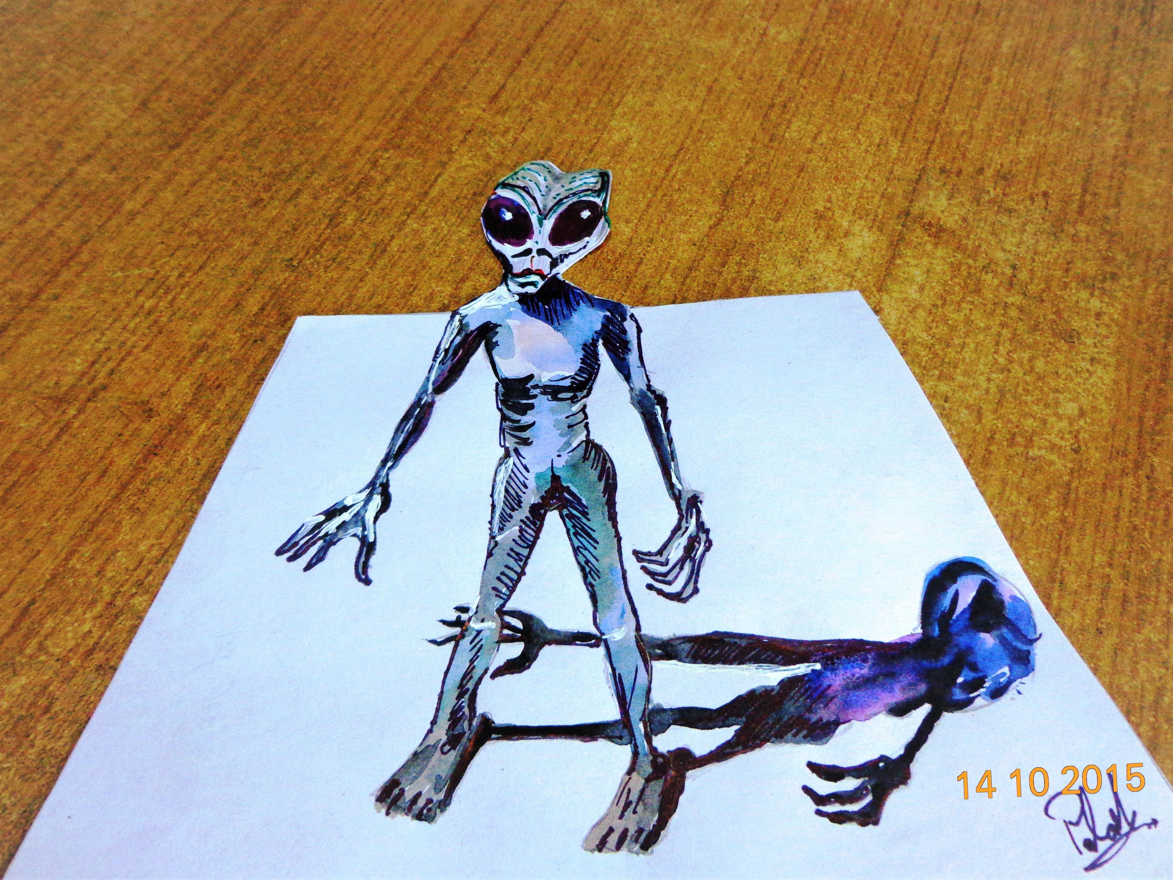 3D Alien Drawing Image