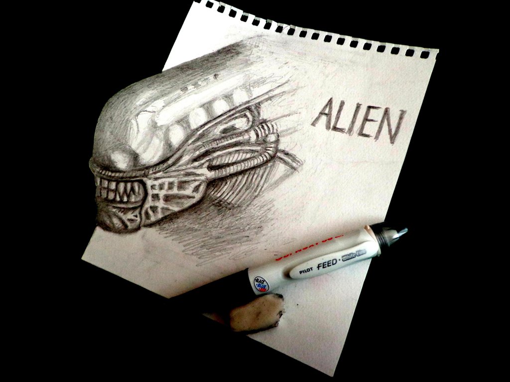 3D Alien Drawing Pics