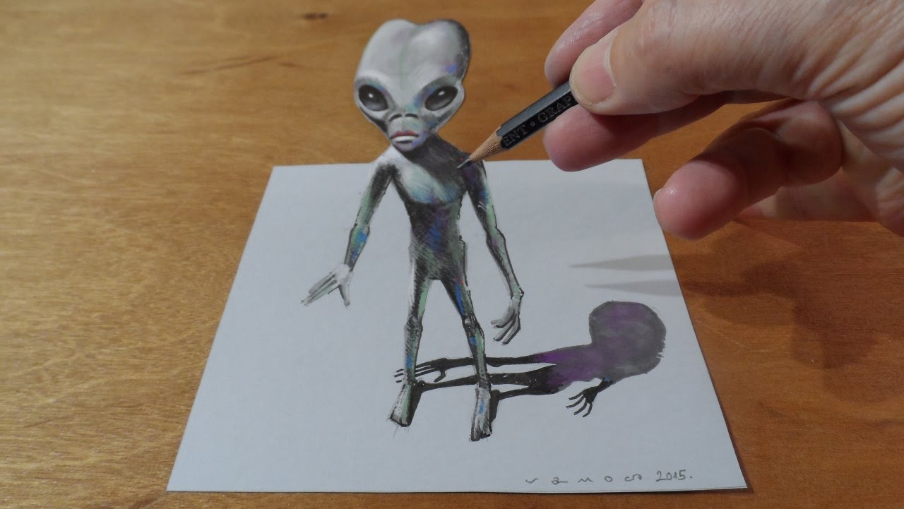 3D Alien Drawing Sketch