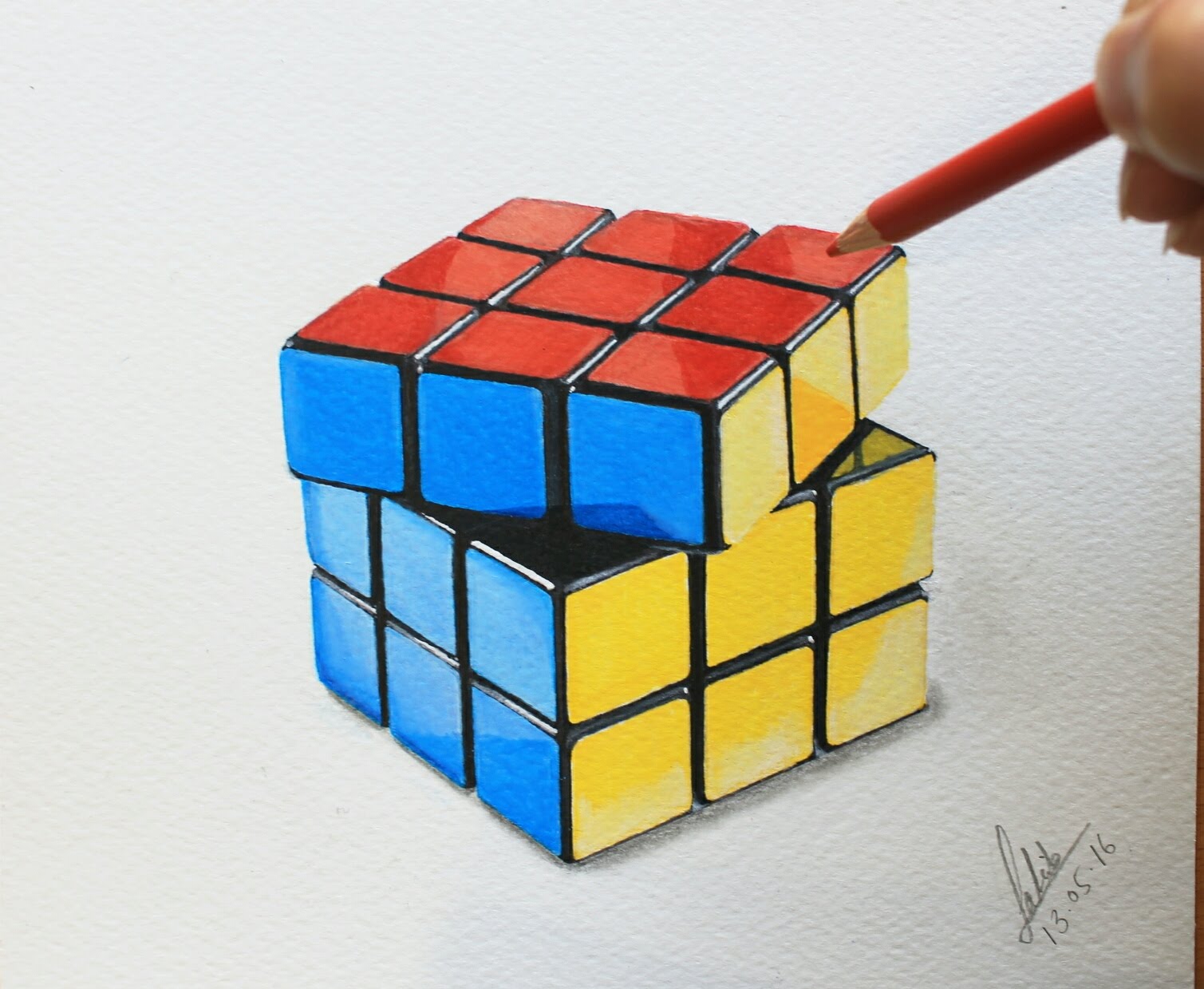 3D Rubiks Cube Drawing Amazing