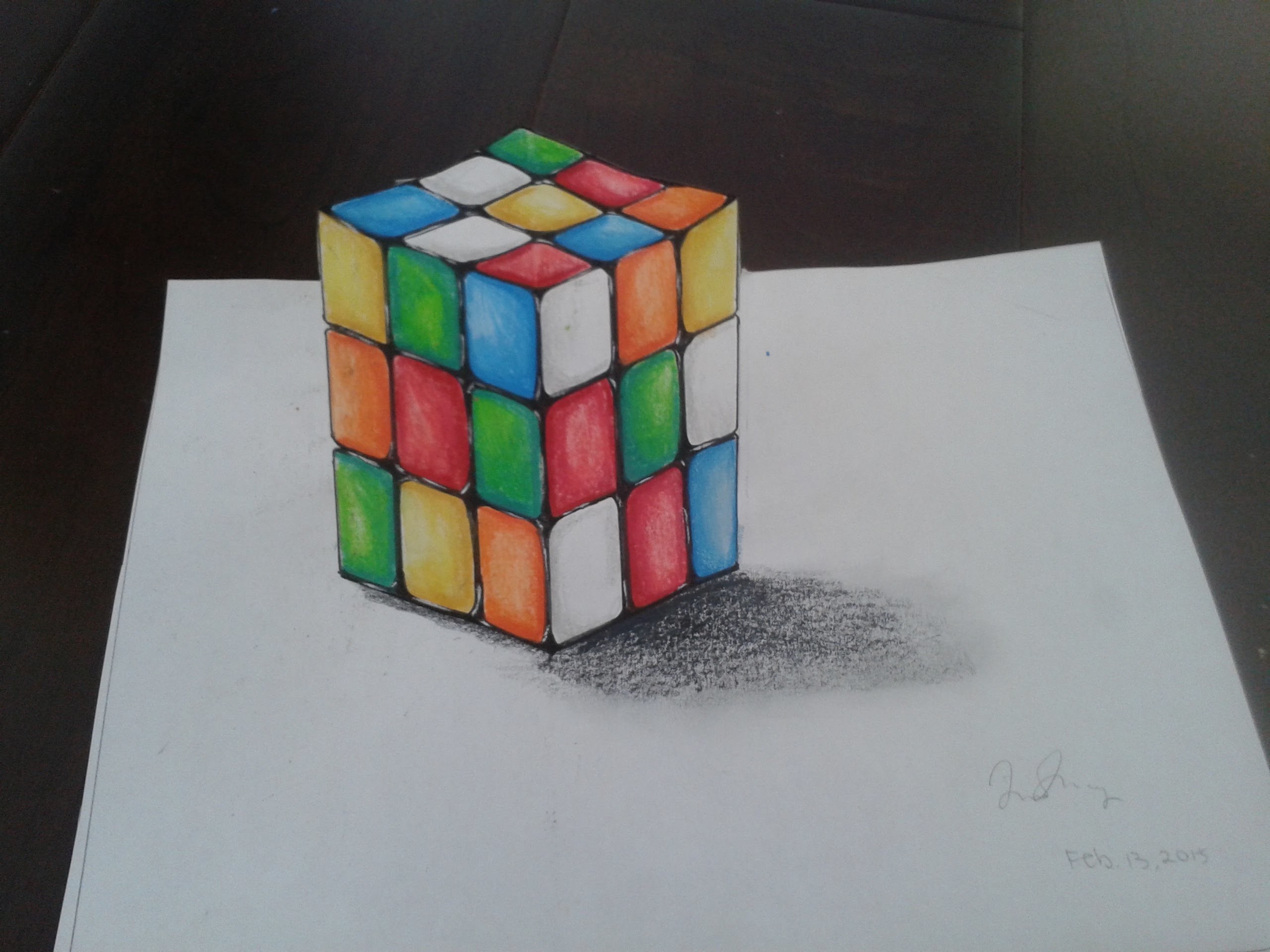 3D Rubiks Cube Drawing Art