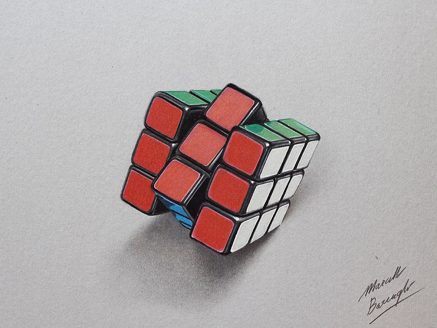 3D Rubiks Cube Drawing Beautiful Image