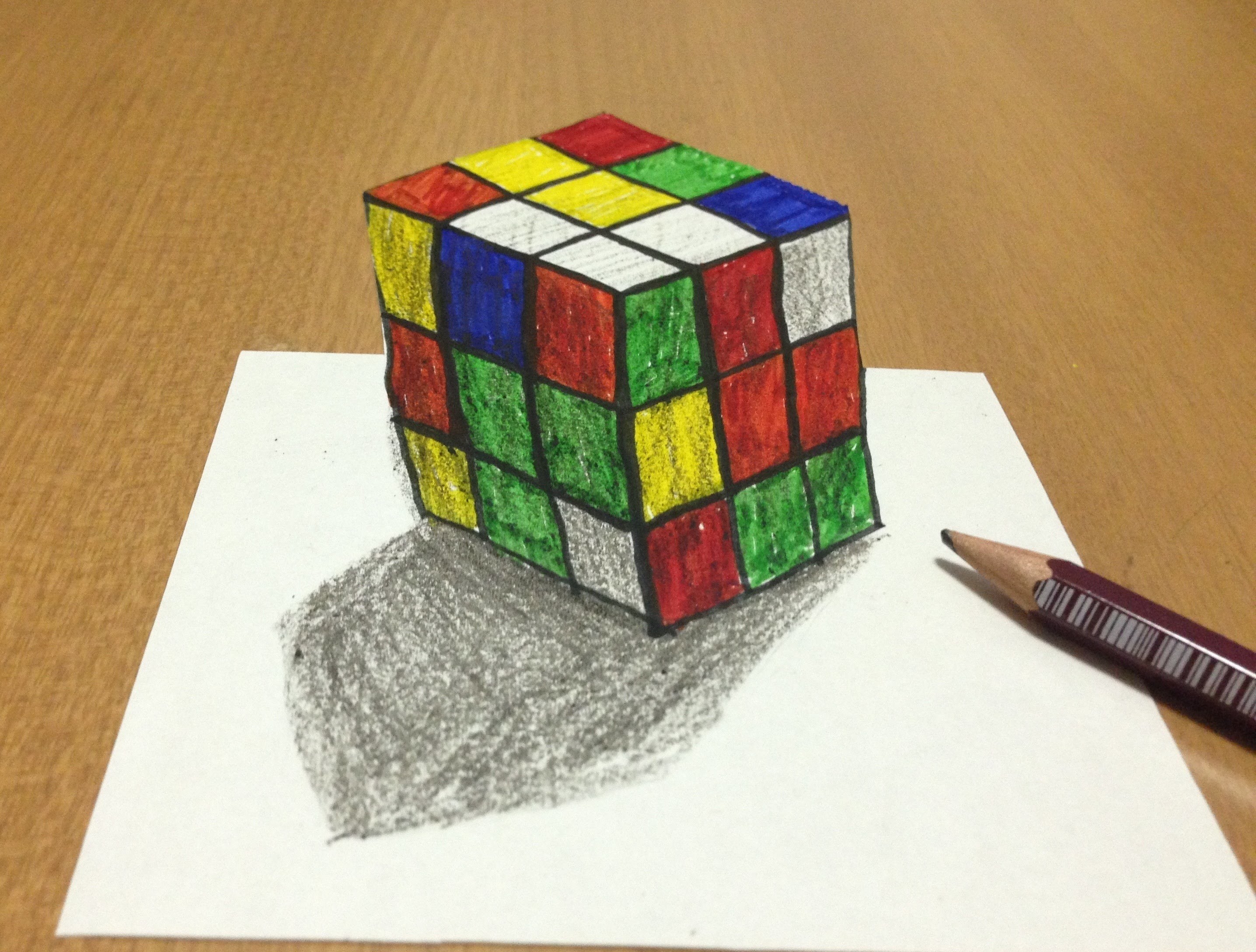 3D Rubiks Cube Drawing Pic