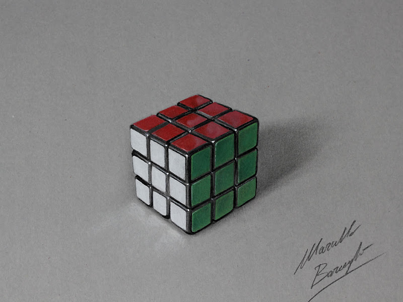3D Rubiks Cube Drawing Realistic
