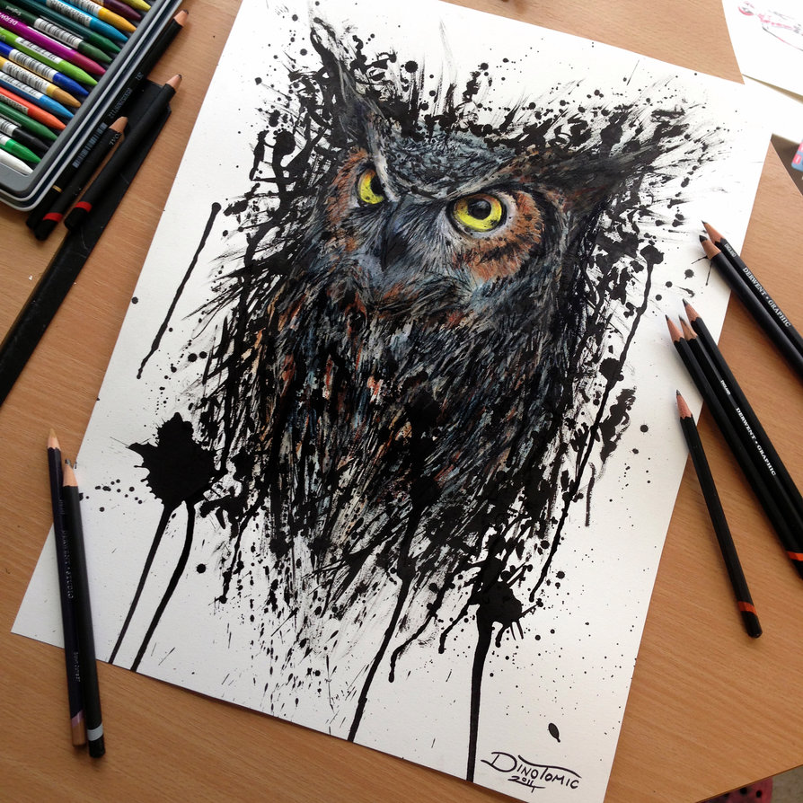 Abstract Owl Drawing High-Quality