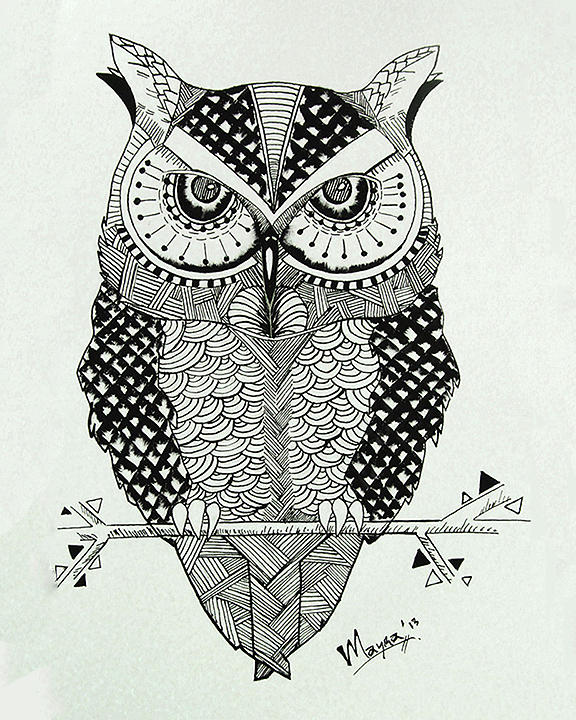 Abstract Owl Drawing Sketch