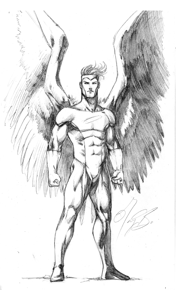 Angel Man Drawing Sketch