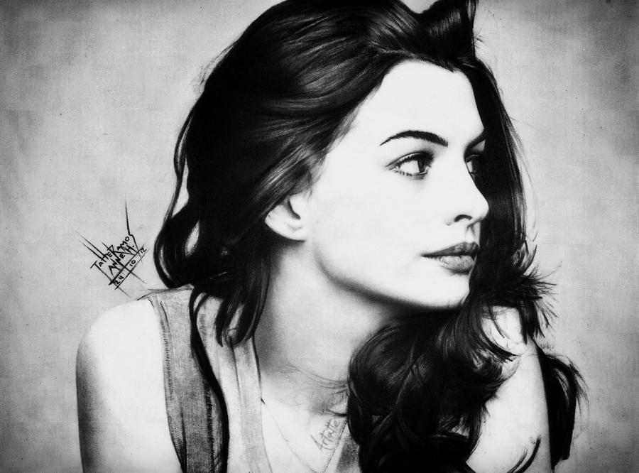 Anne Hathaway Art Drawing