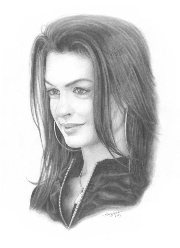 Anne Hathaway Drawing High-Quality