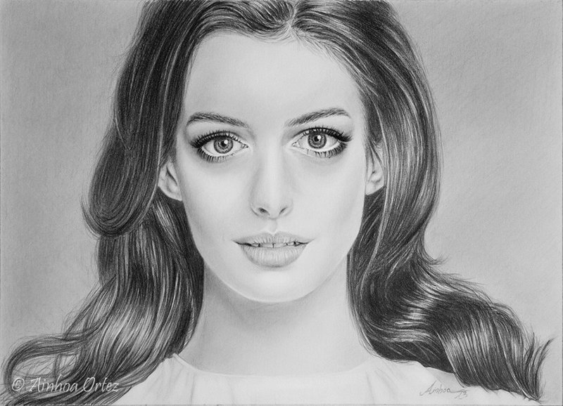 Anne Hathaway Drawing Pics