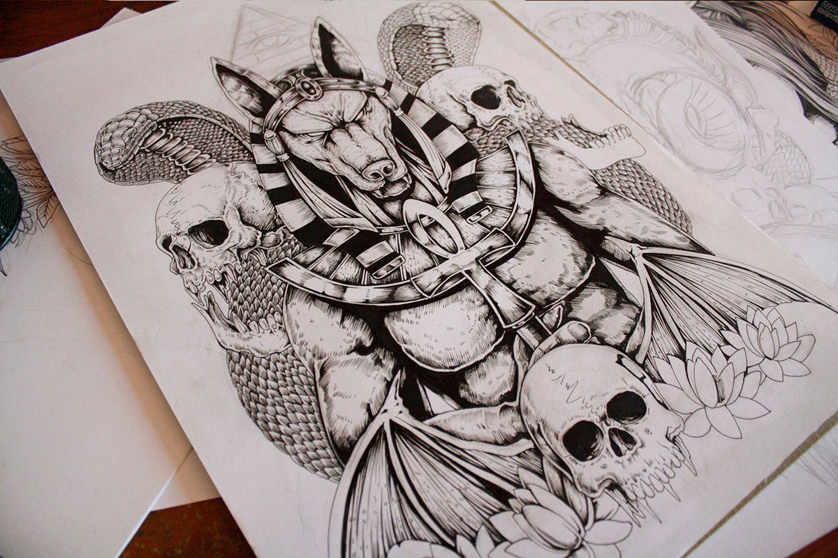 Anubis Tattoo Drawing