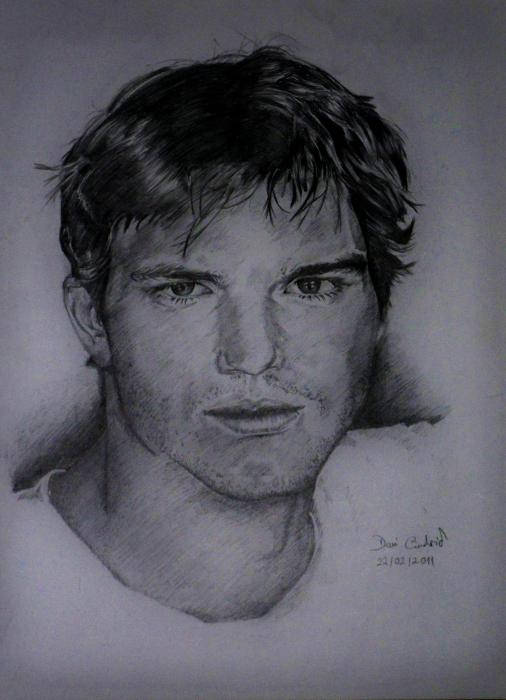 Ashton Kutcher Drawing High-Quality
