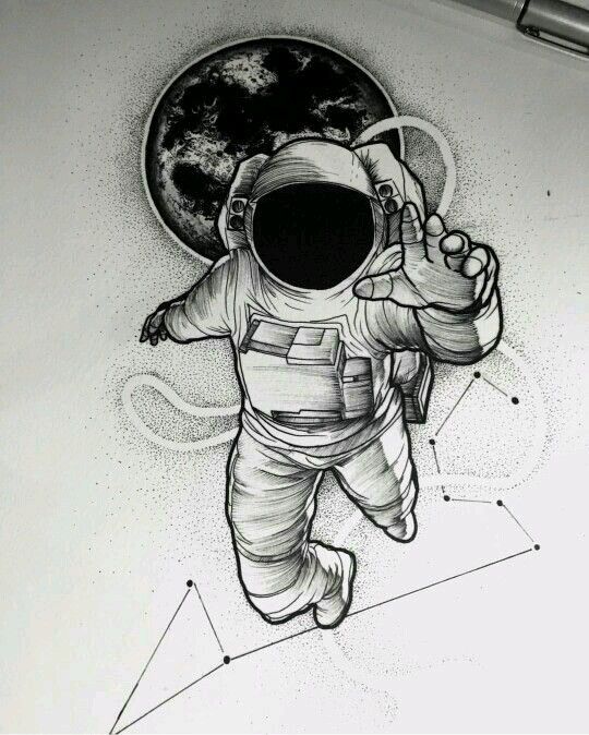 Astronaut Drawing High-Quality