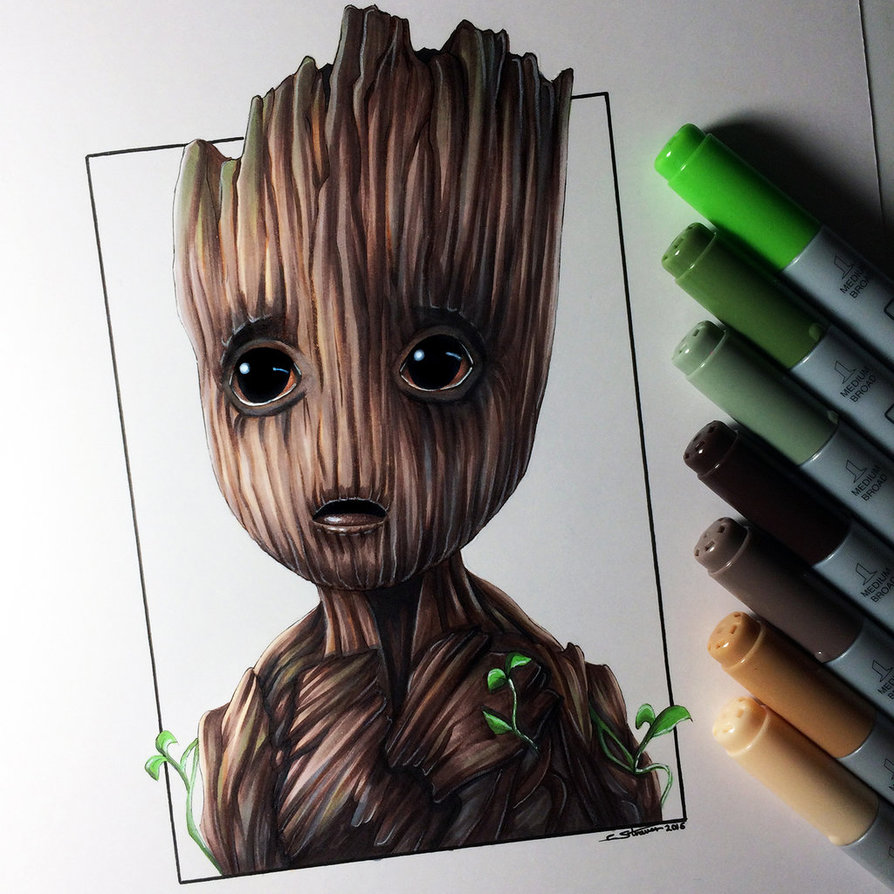 Baby Groot Drawing Sketch