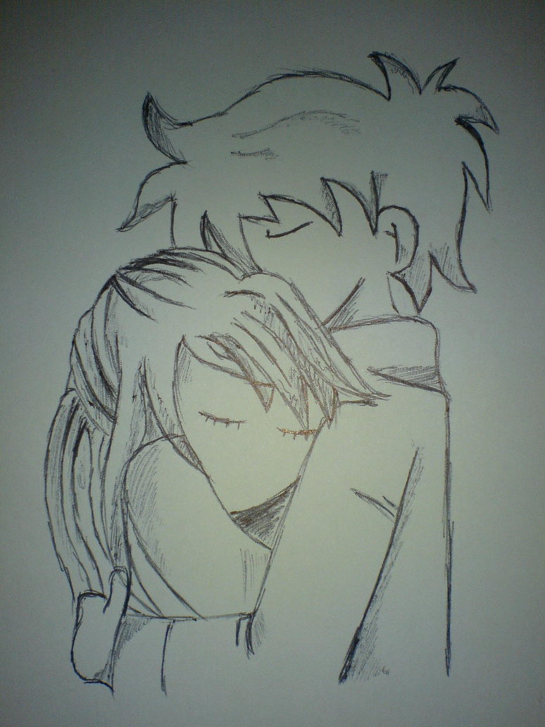 Boy And Girl Hugging Drawing Art - Drawing Skill