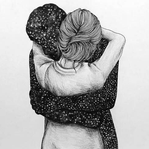 Boy And Girl Hugging Drawing Pic