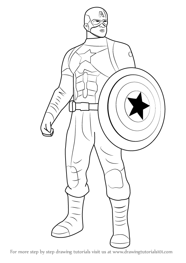Captain America Drawing  How To Draw Captain America Step By Step