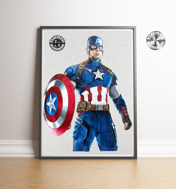 Captain America Drawing High-Quality