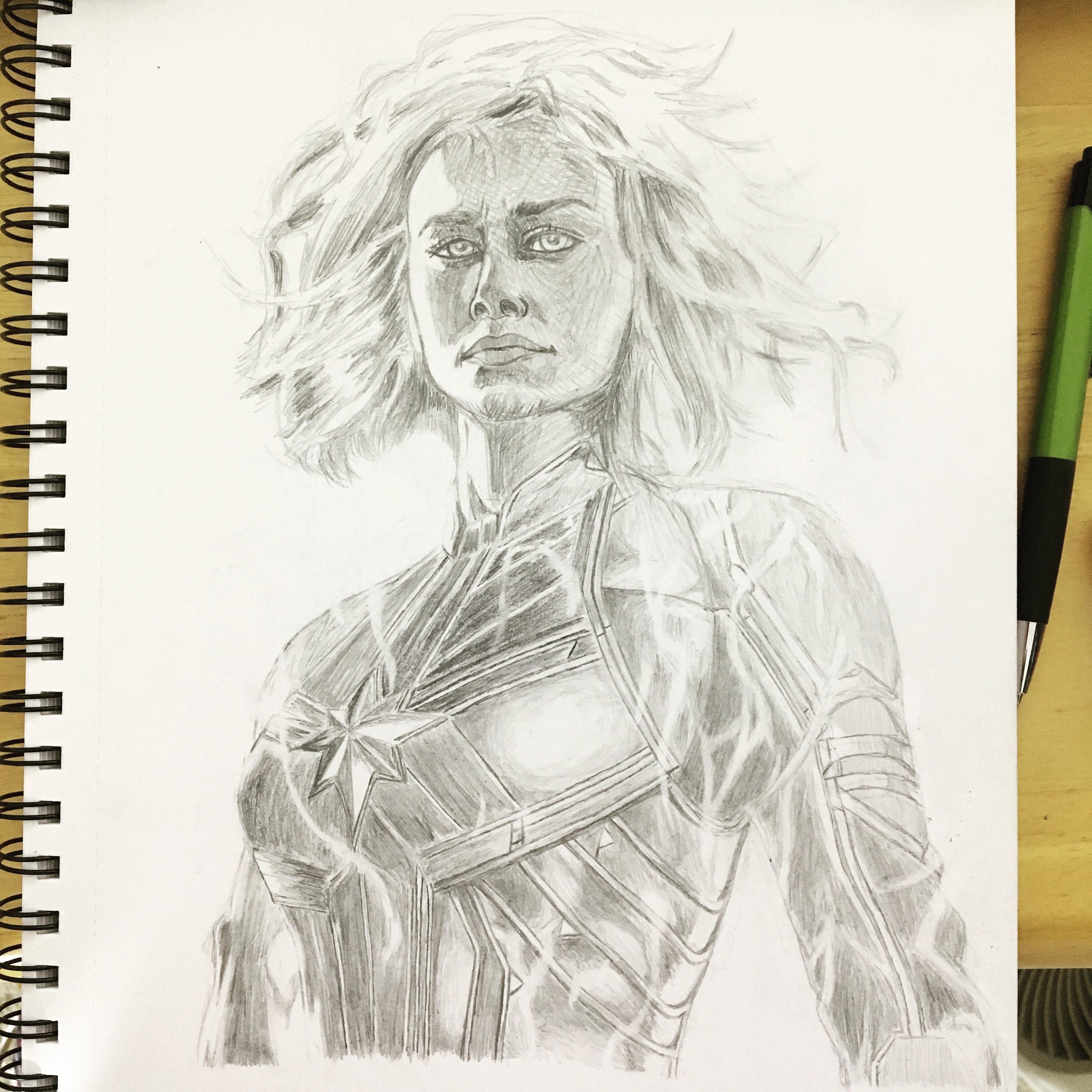 Captain Marvel Drawing High-Quality