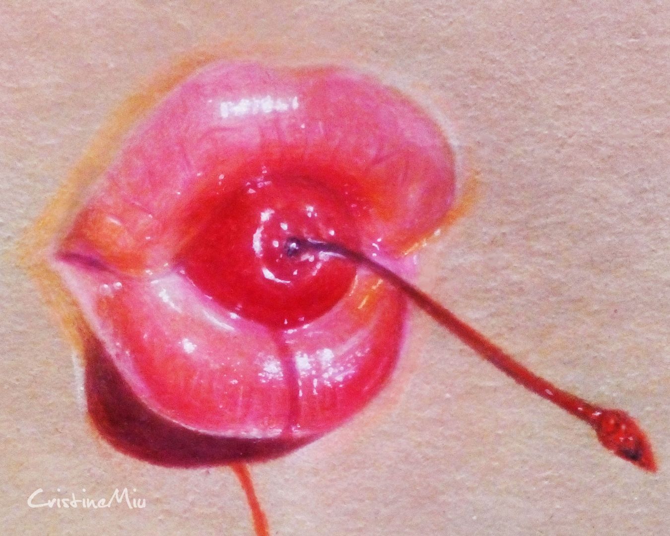Cherry Lips Drawing Beautiful Image