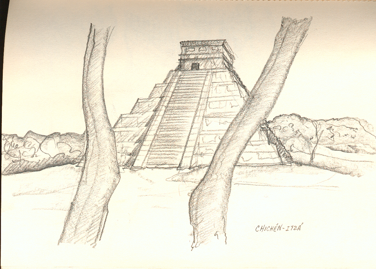 Chichen Itza Drawing Sketch