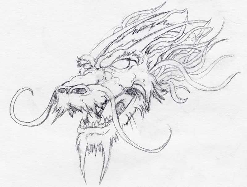Chinese Dragon Head Drawing High-Quality