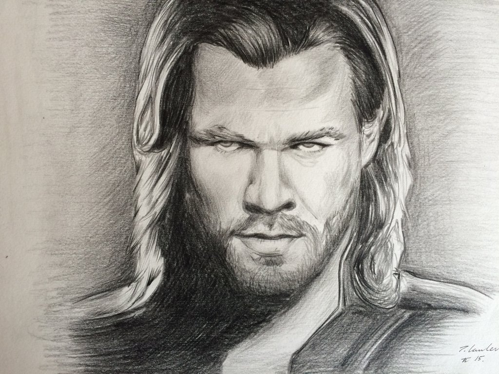 Chris Hemsworth Thor Avengers Drawing Realistic