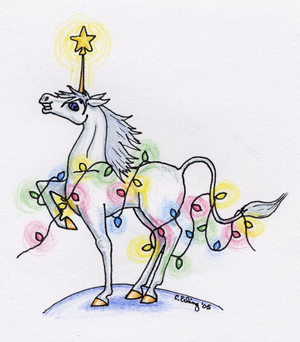 Christmas Unicorn Drawing Pics