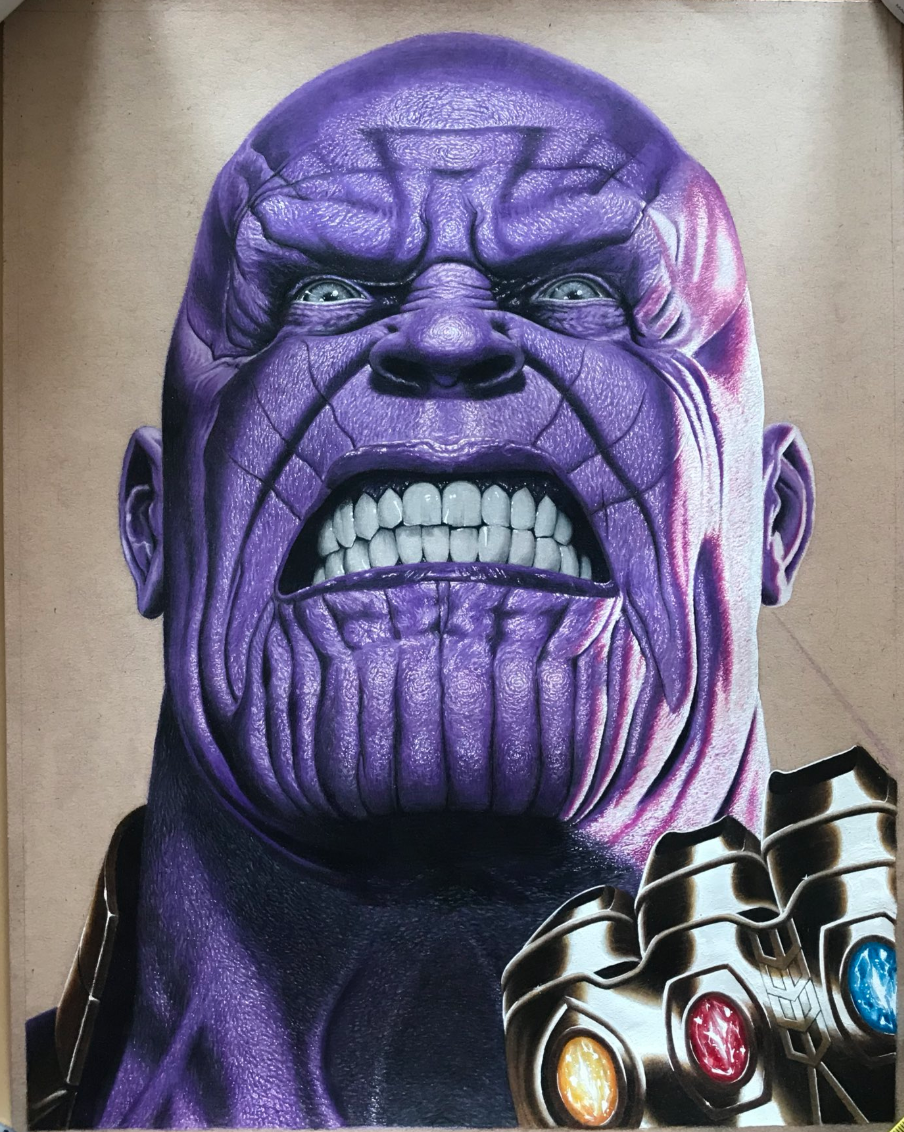 Colored Thanos Drawing Sketch