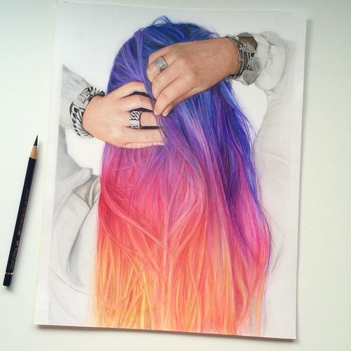Colorful Hair Drawing Amazing - Drawing Skill