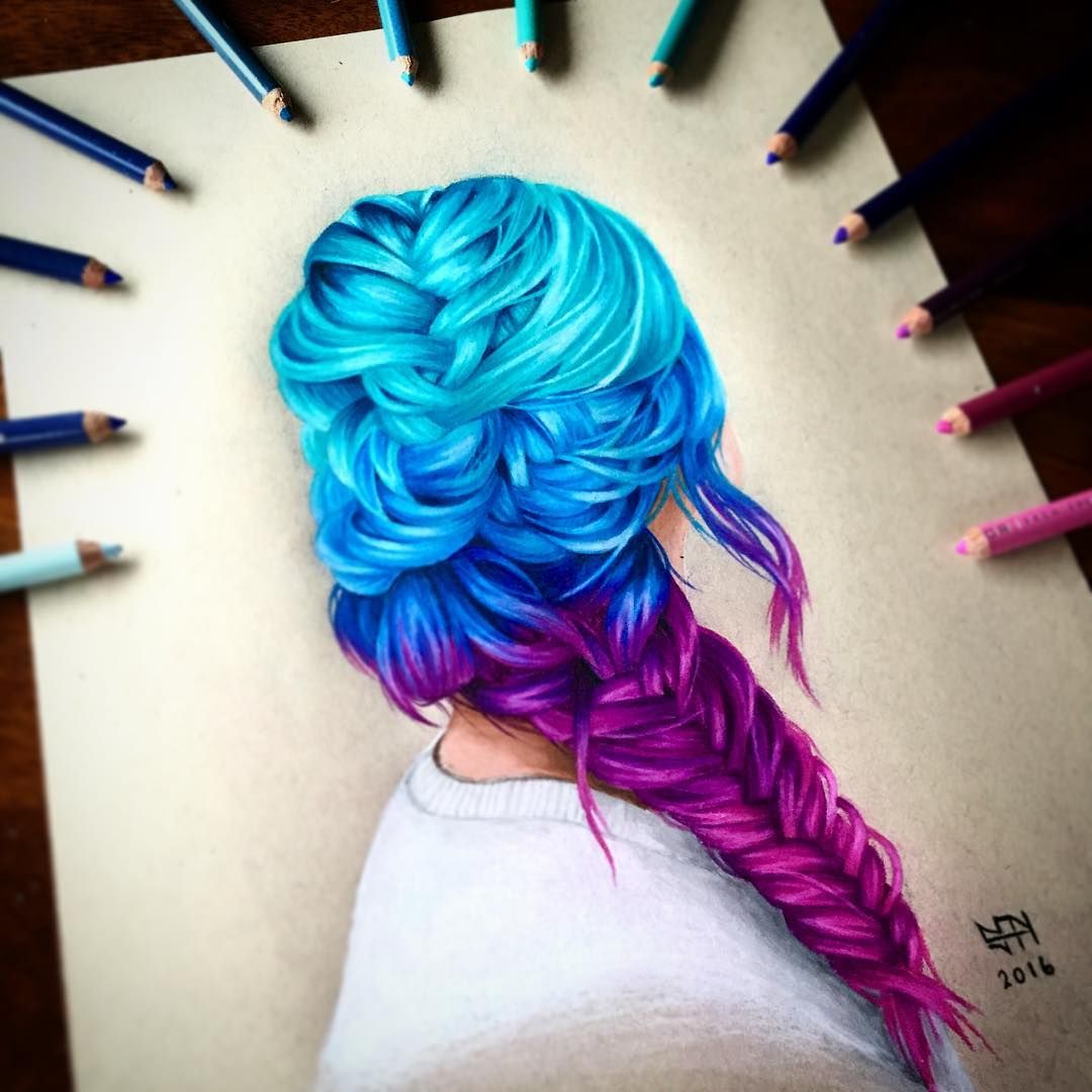 Colorful Hair Drawing Art - Drawing Skill