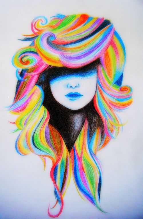 Colorful Hair Drawing Best - Drawing Skill