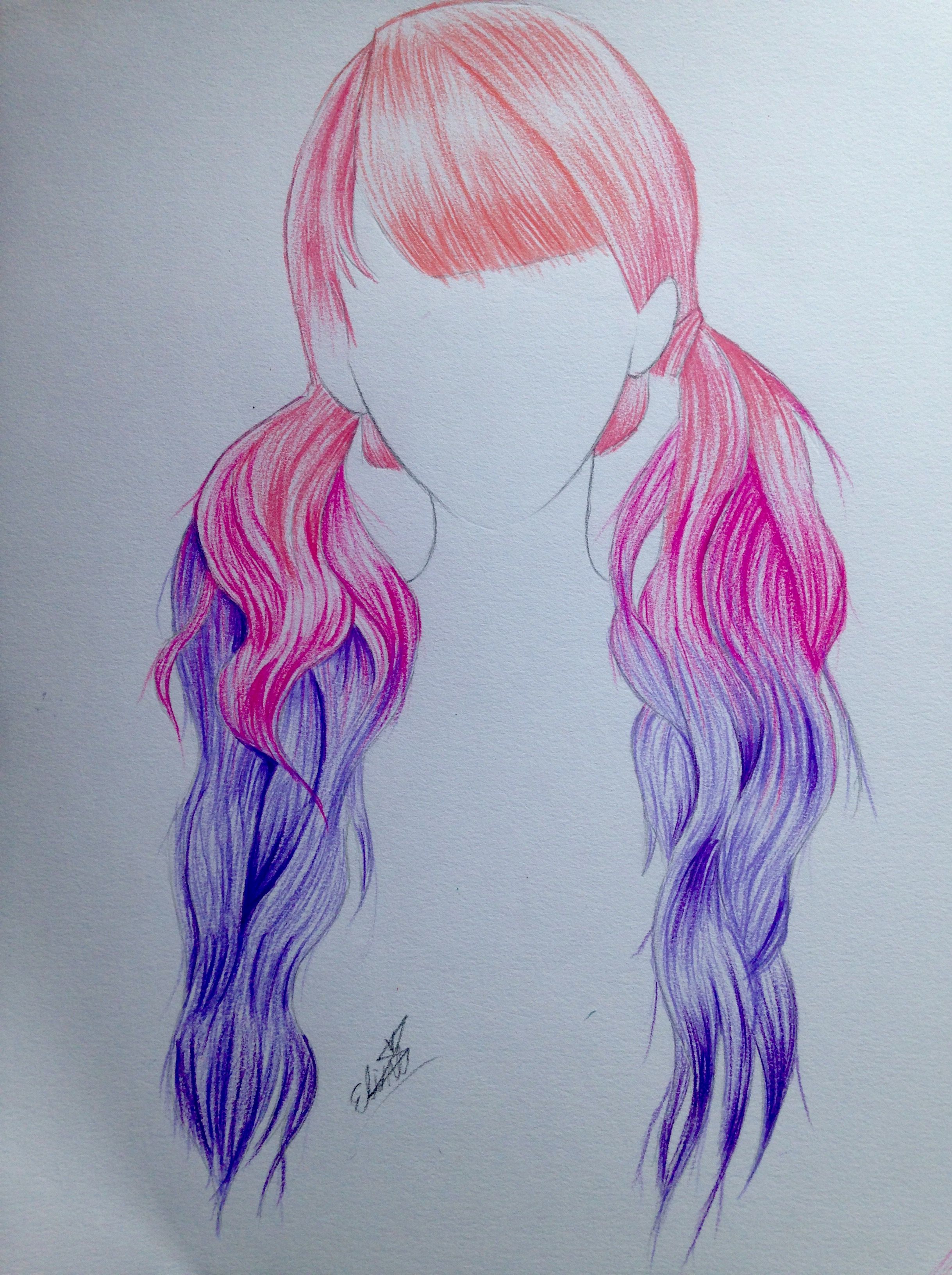 Colorful Hair Drawing Photo - Drawing Skill