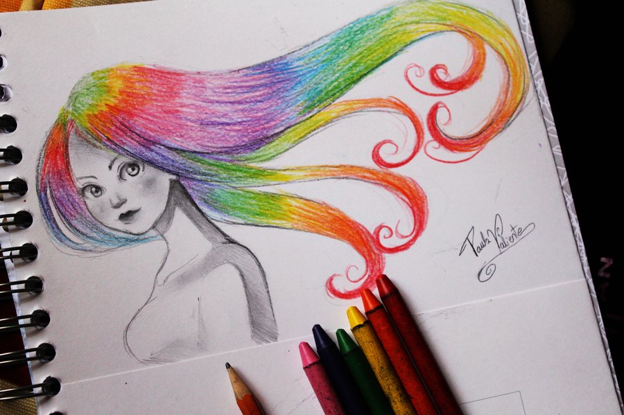 Colorful Hair Drawing Pic