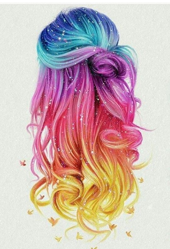 Colorful Hair Drawing Realistic - Drawing Skill