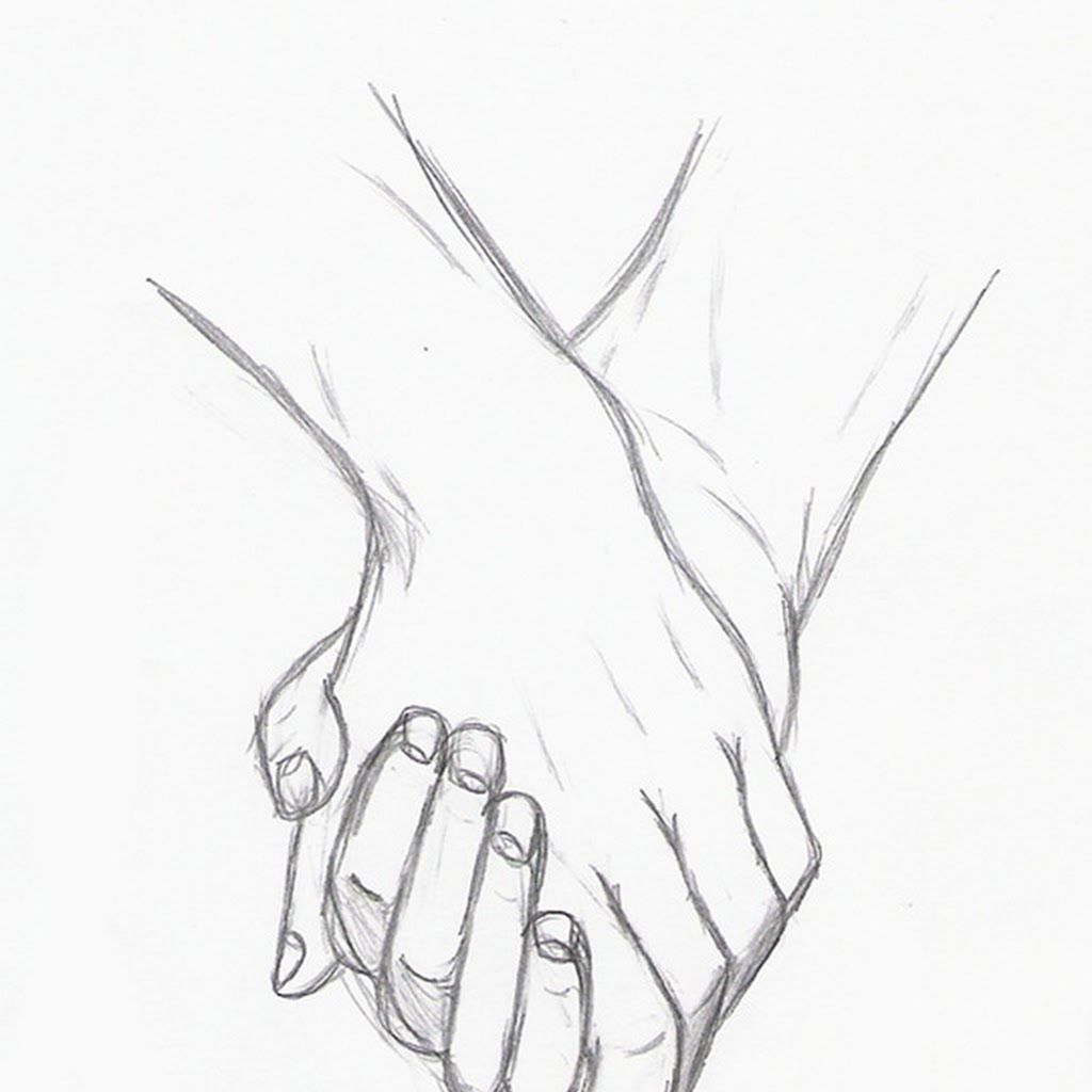 Cute Anime Couple Holding Hands Drawing Photo