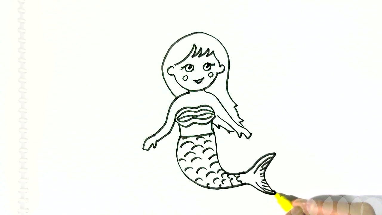 Cute Mermaid Drawing Sketch