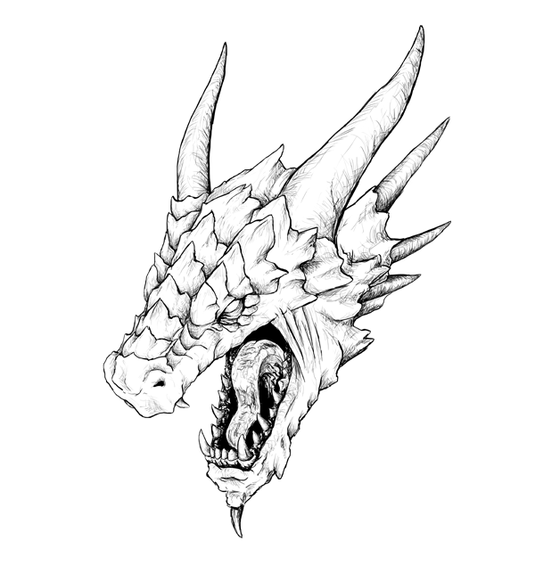 Dragon Head Drawing Beautiful Image