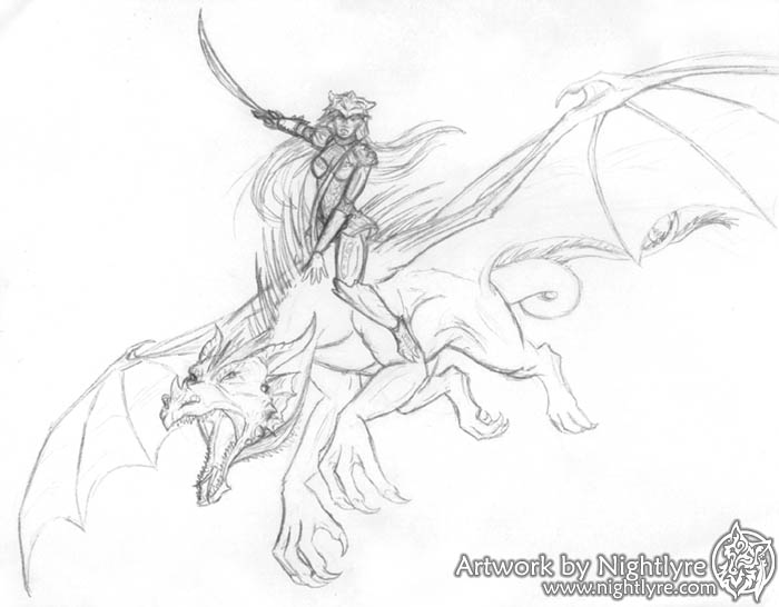 Dragon Rider Drawing High-Quality