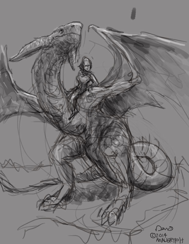 Dragon Rider Drawing Sketch