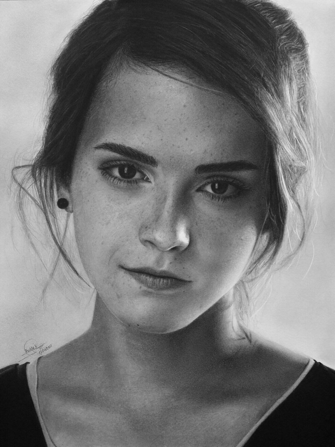 Emma Watson Charcoal Drawing Beautiful Art