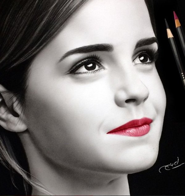 Emma Watson Charcoal Drawing Image