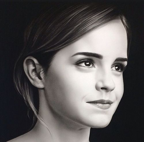 Emma Watson Charcoal Drawing Picture